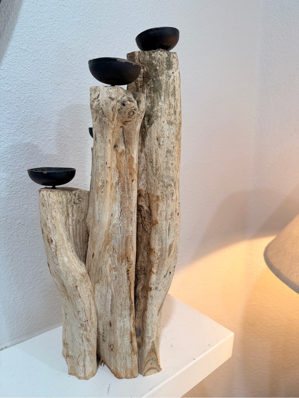 Rustic Driftwood Candle Holder 4 Tier Wood Log Tealight Stand - Picture 4 of 5